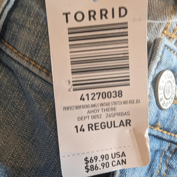 Torrid Perfect Boyfriend Ankle l Stretch Mid-Rise Jean Size 14 or 24 NWT - Picture 9 of 13